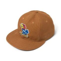 Sandlot Goods KC X KU 1941 Jayhawk Vintage Flat Bill Hat -Kansas City Store 1941JayhawkDuckCanvasFlatbill camel