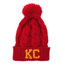 1KC Chunky Twist Pom Beanie - Red