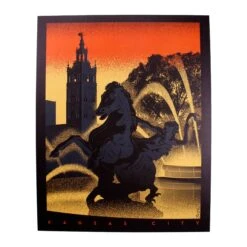 Bozz Prints Sunset Plaza Fountain Print