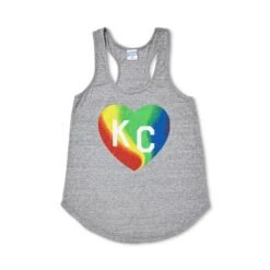 KC Rainbow Ombre Heart Grey Tank, Charlie Hustle