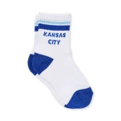 Carly Rae Kid's Crew Sock -Kansas City Store Carly Rae Kids KC Sock White Blue