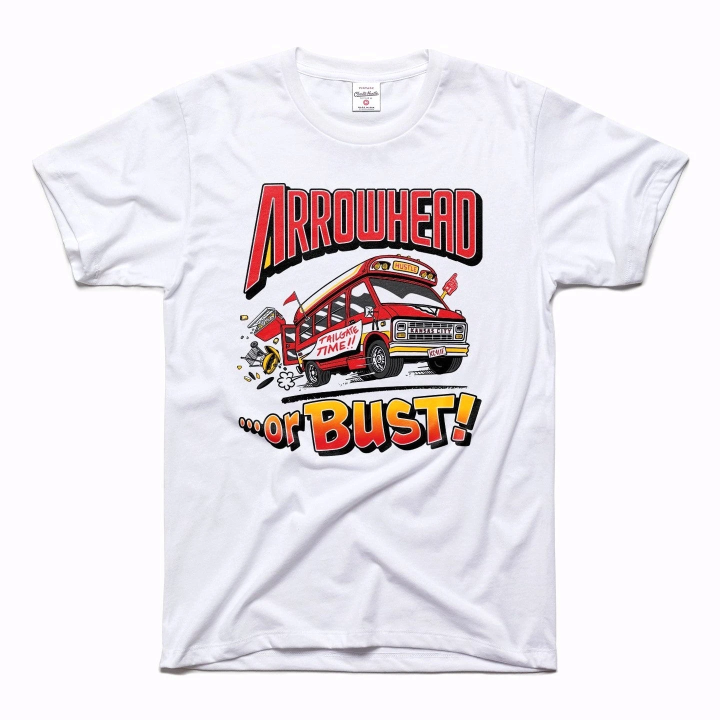 Charlie Hustle Arrowhead Or Bust Tailgate Tee 1 Charlie Hustle Arrowhead Or Bust Tailgate Tee