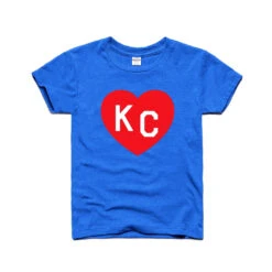 Charlie Hustle KC Heart Kids Tee - Blue And Crimson