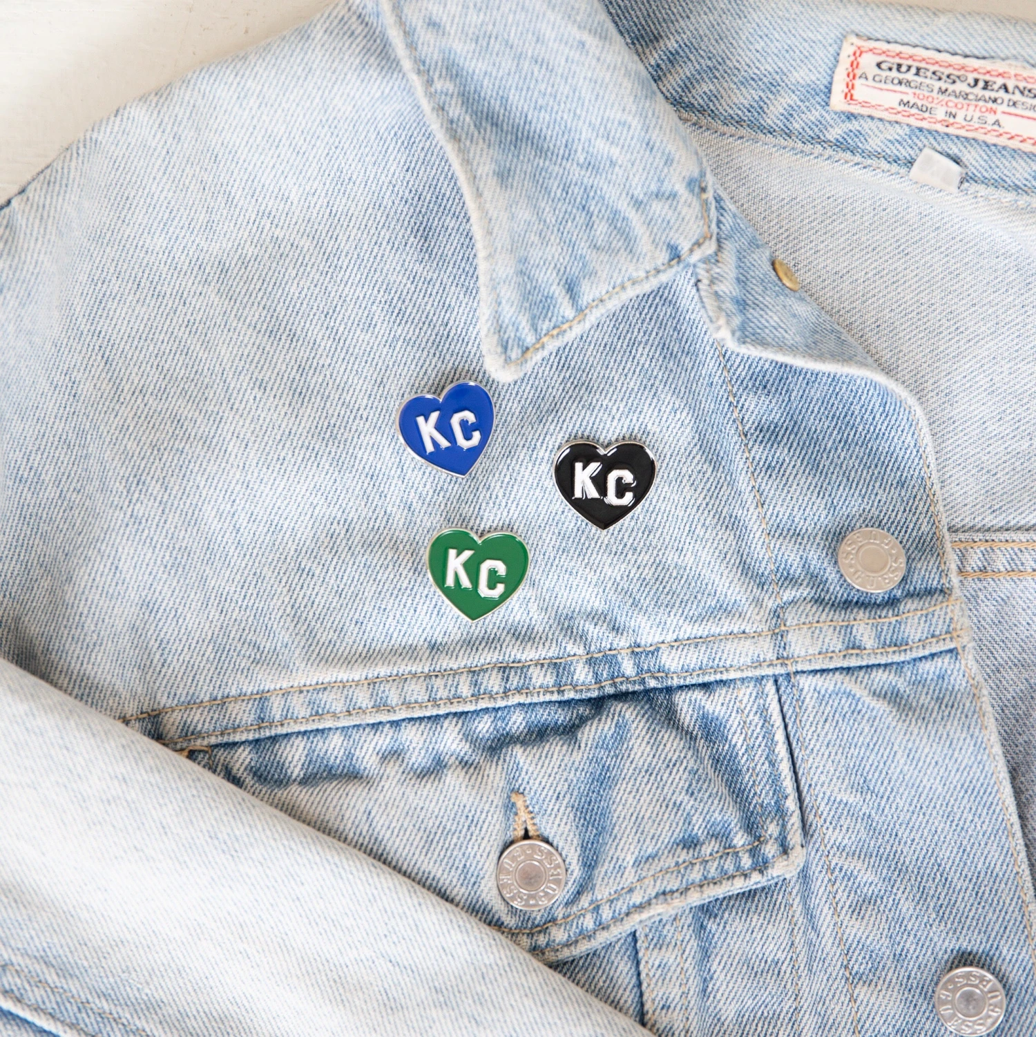 Charlie Hustle KC Heart Enamel Pin: Royal Blue 2 Charlie Hustle KC Heart Enamel Pin: Royal Blue - Image 2