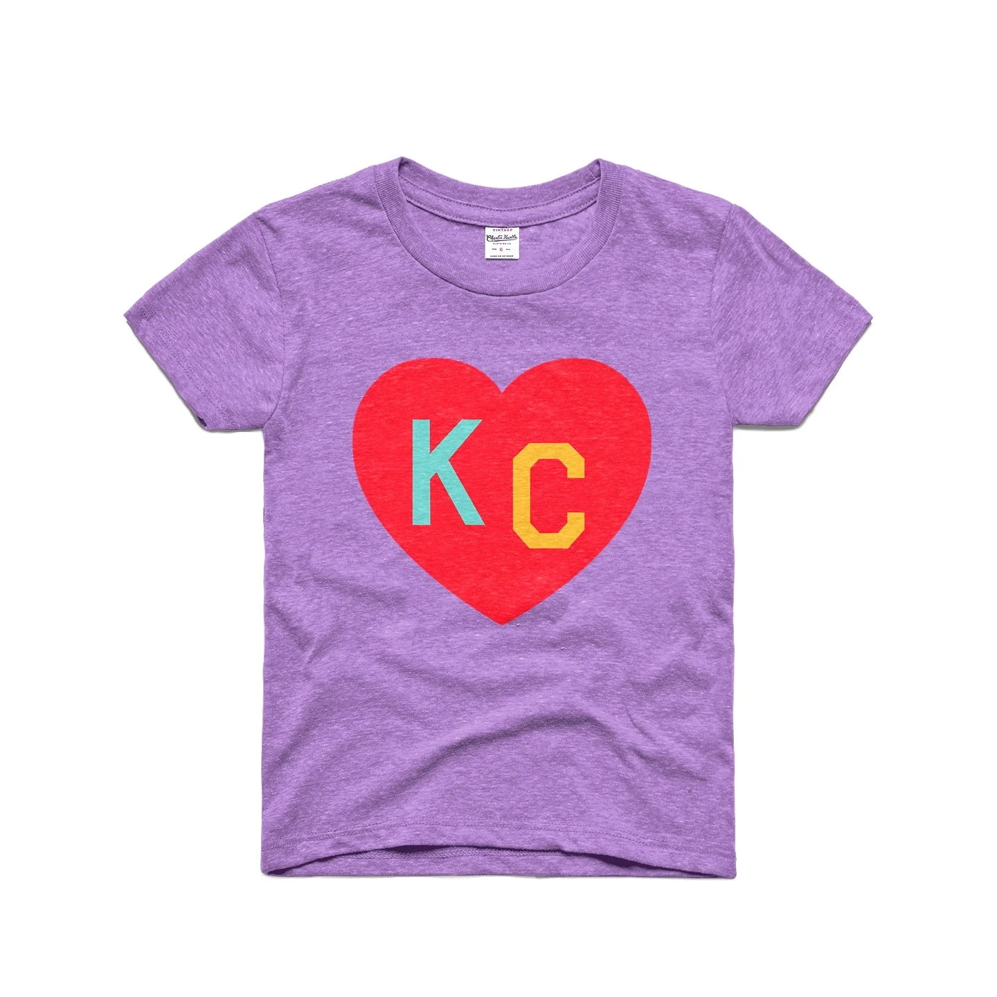 Charlie Hustle KC Heart Kids Tee: Lavender 1 Charlie Hustle KC Heart Kids Tee: Lavender