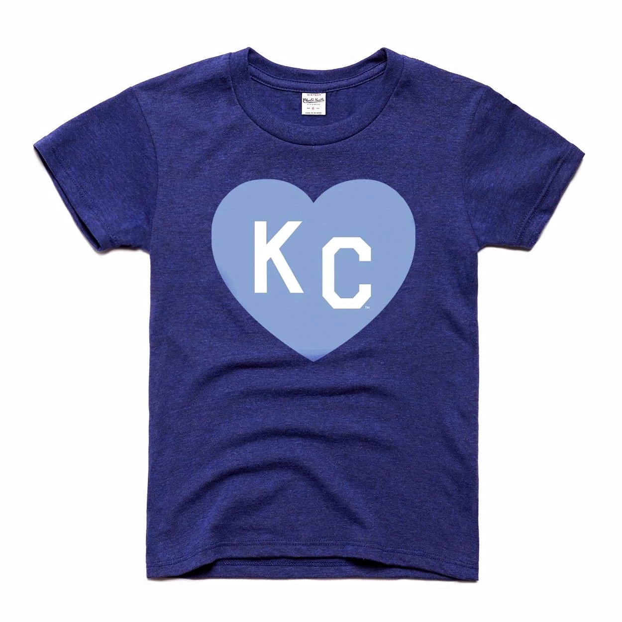 Charlie Hustle KC Heart Kids Tee - Navy & Light Blue 1 Charlie Hustle KC Heart Kids Tee - Navy & Light Blue