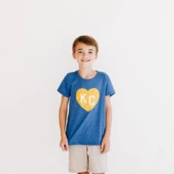Charlie Hustle KC Heart Kids Tee - Royal Blue And Yellow -Kansas City Store Charlie Hustle KC Heart Royal Blue Yellow Kids Tee 2