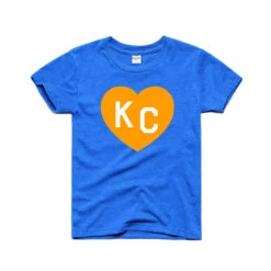Charlie Hustle KC Heart Kids Tee - Royal Blue And Yellow