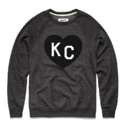Charlie Hustle KC Heart Sweatshirt: Charcoal And Black