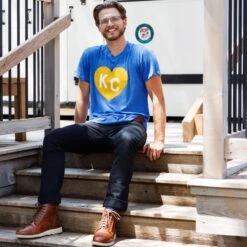 Charlie Hustle KC Heart Tee - Royal Blue & Yellow 5 Charlie Hustle KC Heart Tee - Royal Blue & Yellow -Kansas City Store Charlie Hustle KC Heart Tee Blue Yellow 2