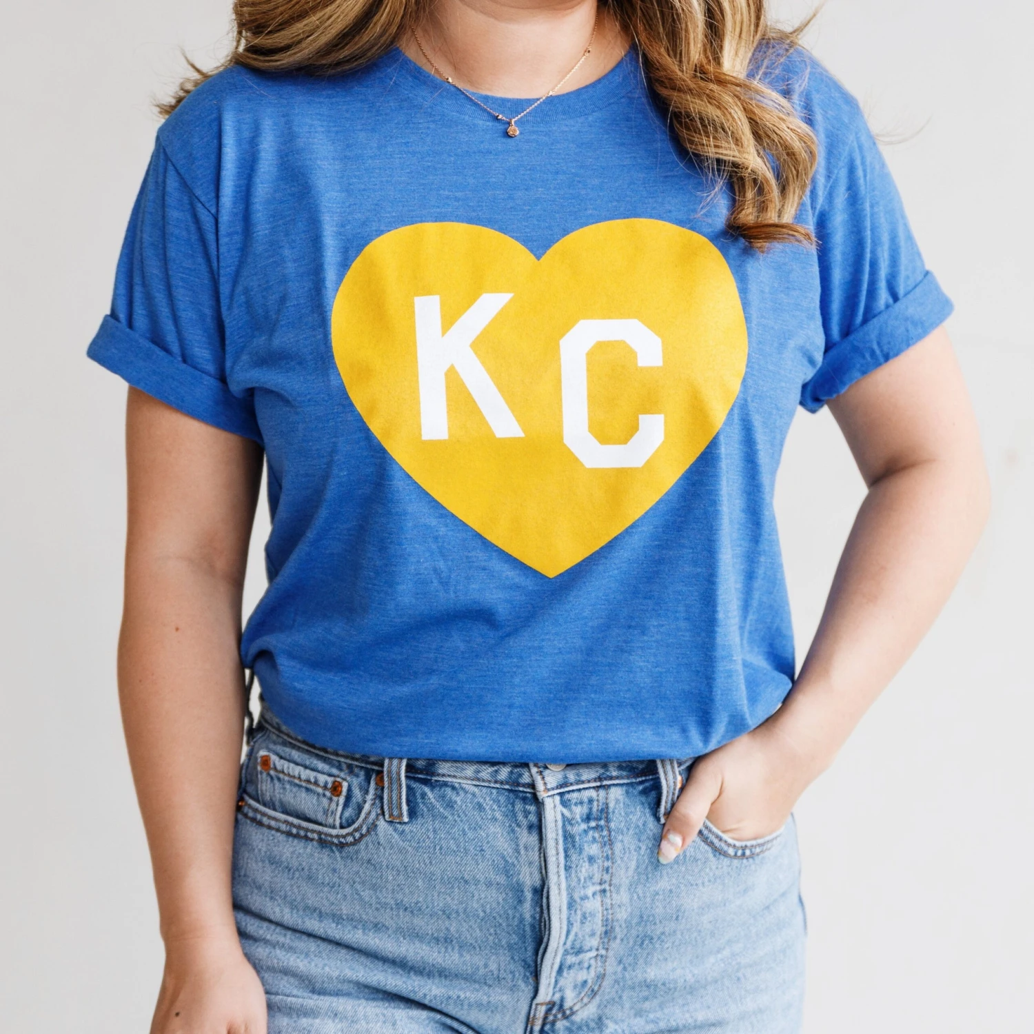 Charlie Hustle KC Heart Tee - Royal Blue & Yellow 2 Charlie Hustle KC Heart Tee - Royal Blue & Yellow - Image 2