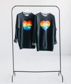 Charlie Hustle KC Pride Heart Sweatshirt -Kansas City Store Charlie Hustle KC Pride Heart Sweatshirt Charcoal 2