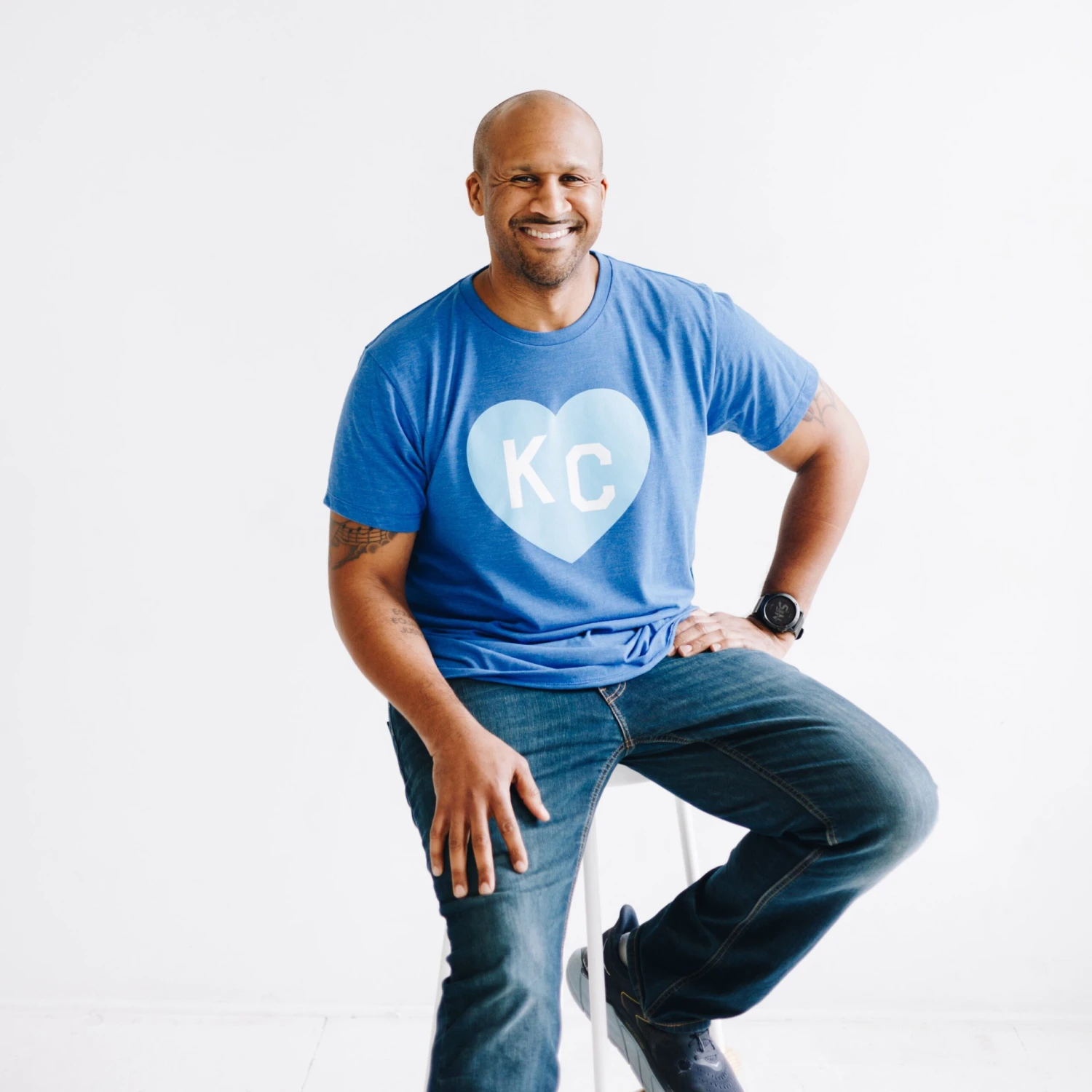 Charlie Hustle KC Heart Tee - Royal Blue On Blue 2 Charlie Hustle KC Heart Tee - Royal Blue On Blue - Image 2