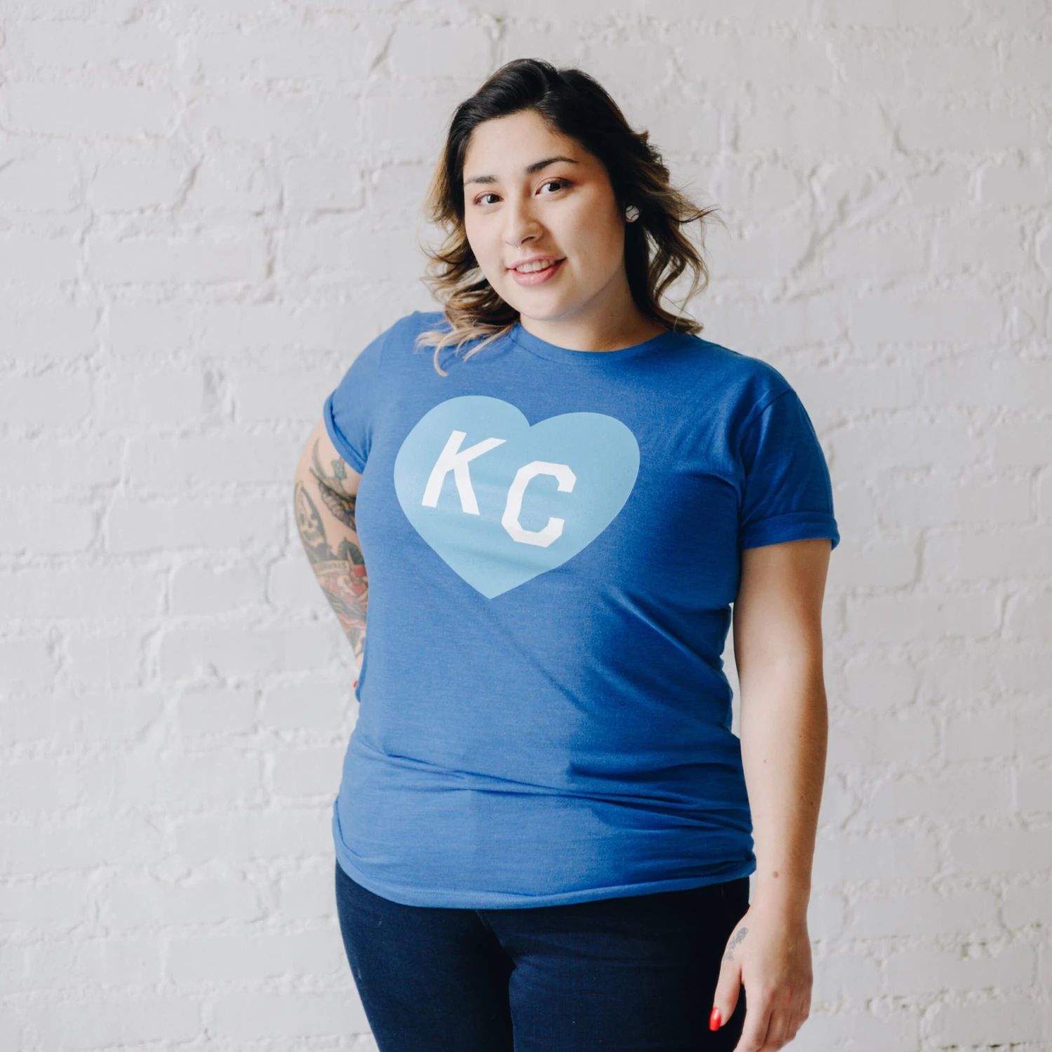 Charlie Hustle KC Heart Tee - Royal Blue On Blue 3 Charlie Hustle KC Heart Tee - Royal Blue On Blue - Image 3
