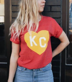 Charlie Hustle KC Heart Tee - Red And Gold 9 Charlie Hustle KC Heart Tee - Red And Gold -Kansas City Store CharlieHustle RedOrange Heart