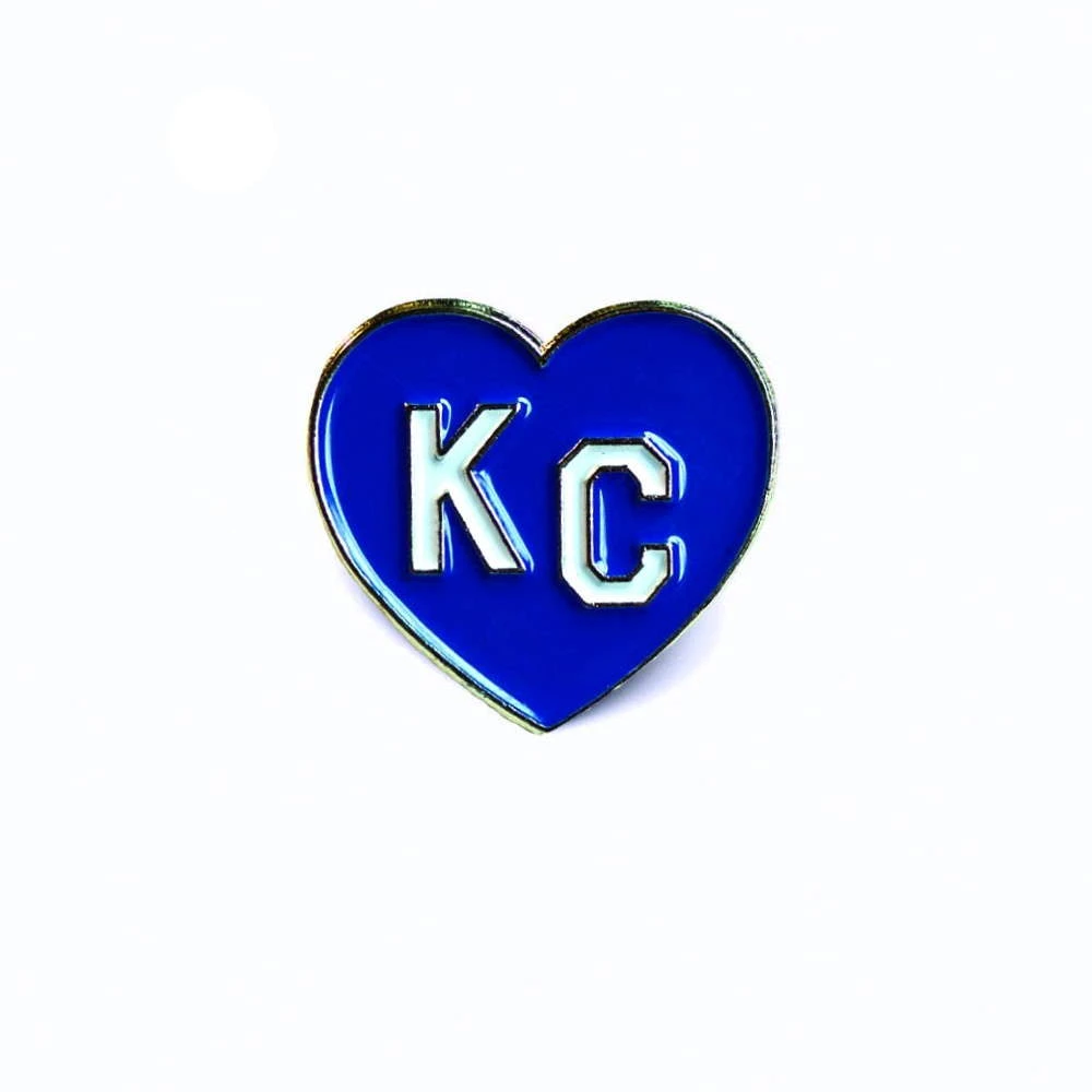 Charlie Hustle KC Heart Enamel Pin: Royal Blue 1 Charlie Hustle KC Heart Enamel Pin: Royal Blue