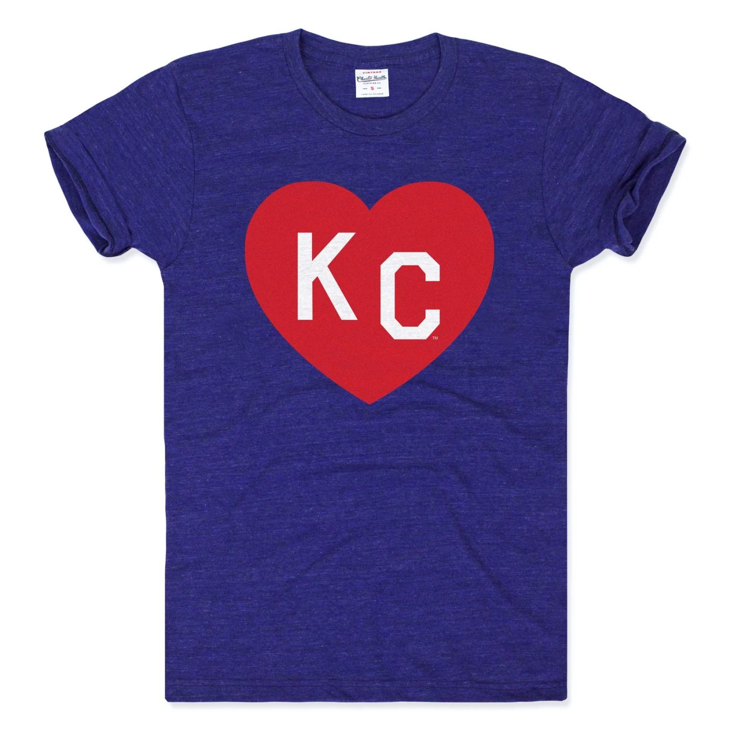 Charlie Hustle Navy KC Heart Tee 1 Charlie Hustle Navy KC Heart Tee