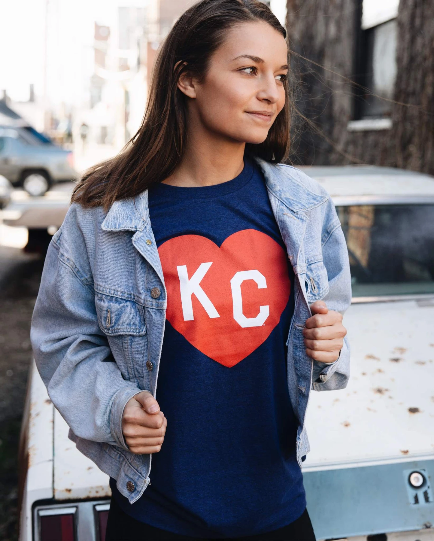 Charlie Hustle Navy KC Heart Tee 4 Charlie Hustle Navy KC Heart Tee - Image 4