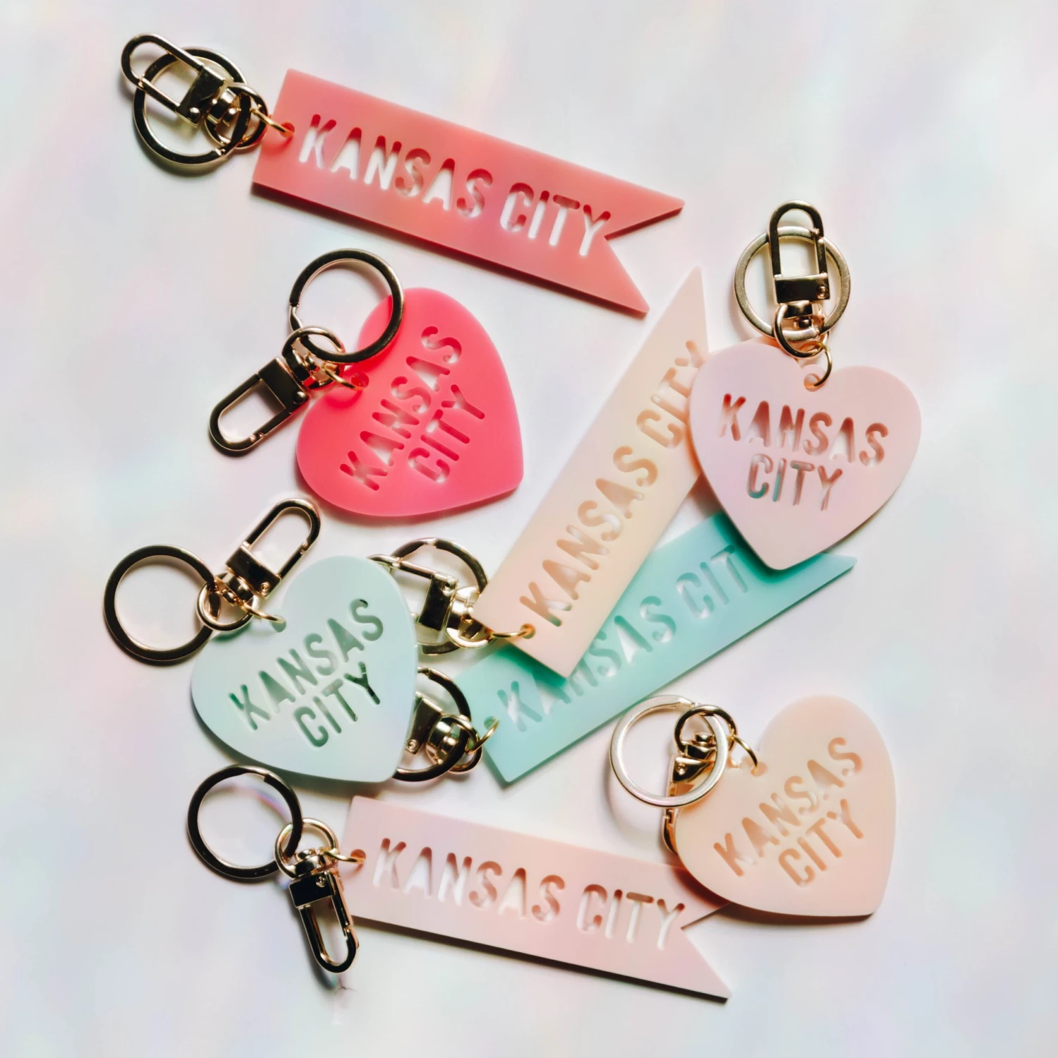 Cleary Lane Kansas City Heart Keychain: Spearmint 2 Cleary Lane Kansas City Heart Keychain: Spearmint - Image 2