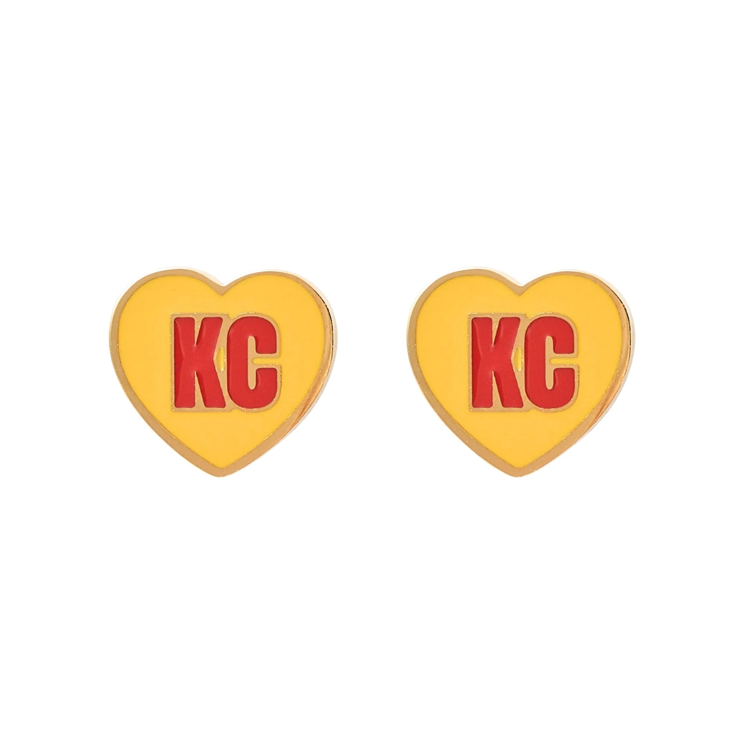 KC Heart Red Yellow Enamel Studs, Cleary Lane 1 KC Heart Red Yellow Enamel Studs, Cleary Lane