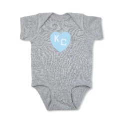 Sandlot KC Heart Light Blue On Grey Onesie