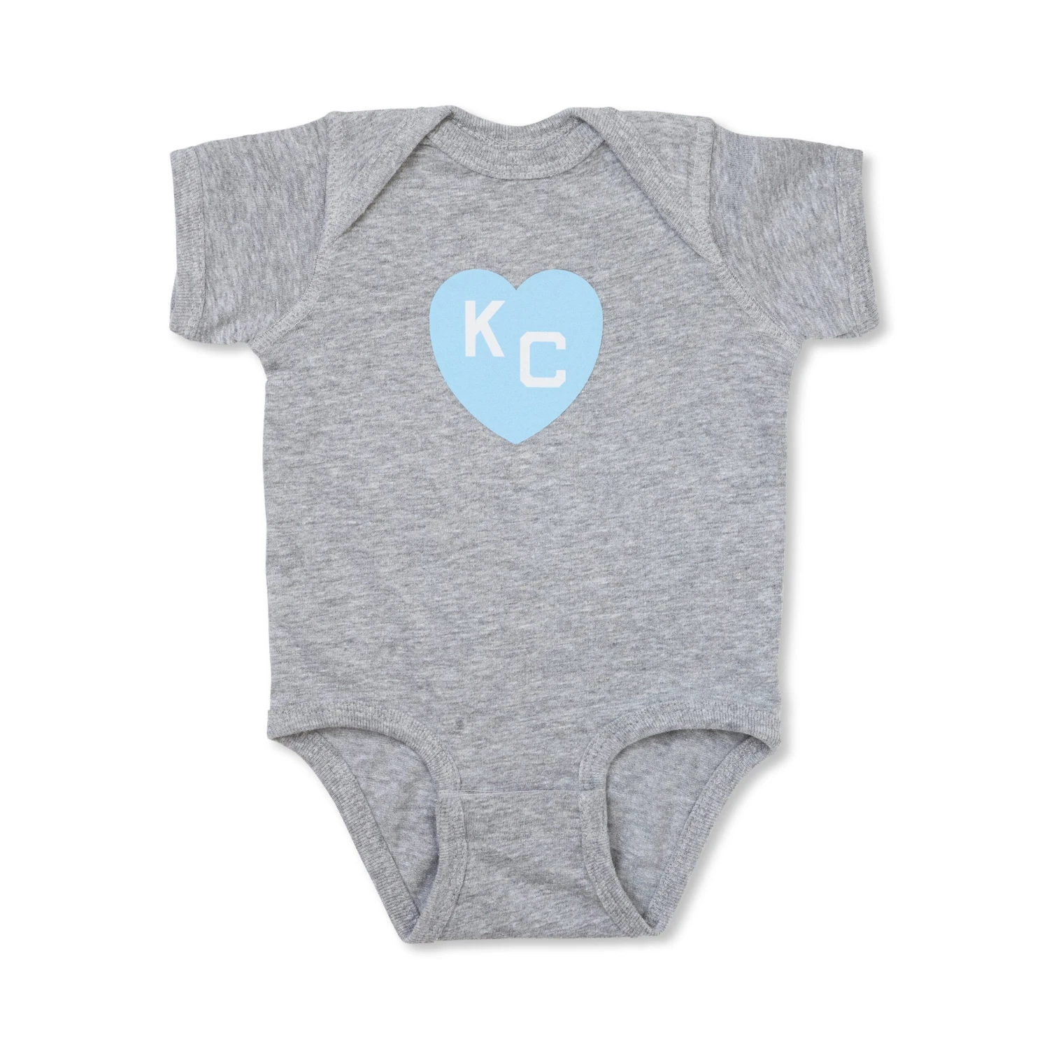 Sandlot KC Heart Light Blue On Grey Onesie 1 Sandlot KC Heart Light Blue On Grey Onesie