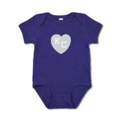 Sandlot KC Heart Grey On Purple Onesie
