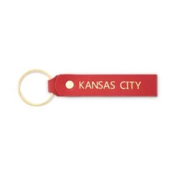 Kansas City Red And Gold Leather Keychain
