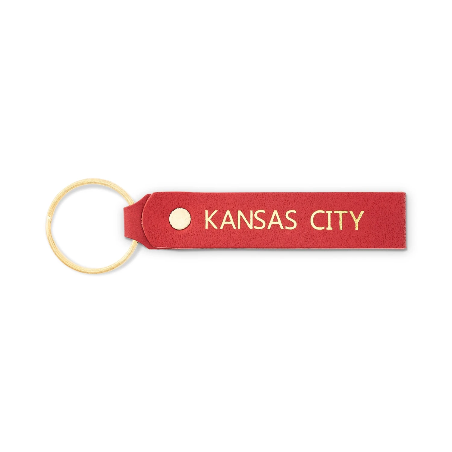 Kansas City Red And Gold Leather Keychain 1 Kansas City Red And Gold Leather Keychain