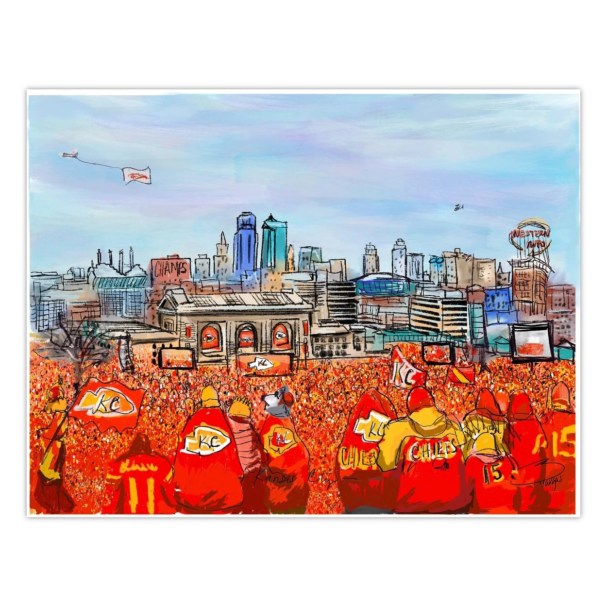 Liz Vargas Art Union Station Champs Parade Flyover Print 1 Liz Vargas Art Union Station Champs Parade Flyover Print