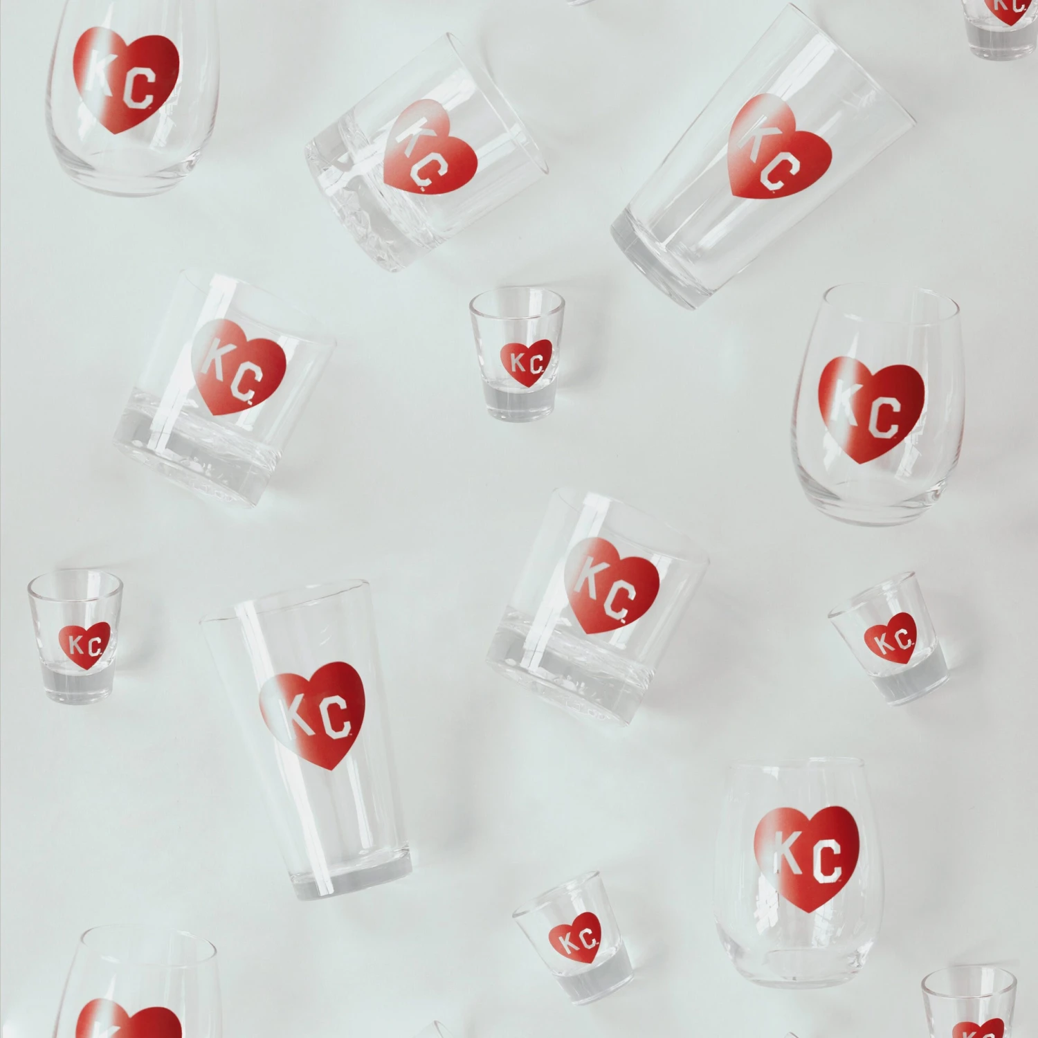 Made In KC X Charlie Hustle KC Heart Stemless Wine Glass: Red 2 Made In KC X Charlie Hustle KC Heart Stemless Wine Glass: Red - Image 2