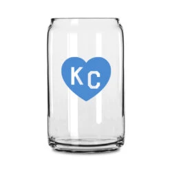 Made In KC X Charlie Hustle KC Heart Beer Can Glass: Light Blue