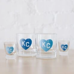 Made In KC X Charlie Hustle KC Heart Shot Glass: Light Blue -Kansas City Store MIKC Charlie Hustle Drinkware Light Blue beebdedc 0081 4e3d b090 3390443fcd42