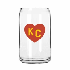 Made In KC X Charlie Hustle KC Heart Beer Can Glass: Red/Yellow