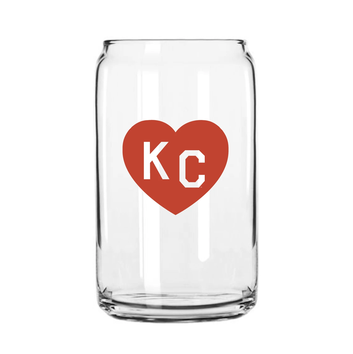 Made In KC X Charlie Hustle KC Heart Beer Can Glass: Red 1 Made In KC X Charlie Hustle KC Heart Beer Can Glass: Red
