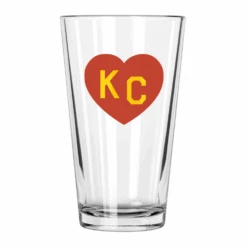 Made In KC X Charlie Hustle KC Heart Pint Glass: Red/Yellow