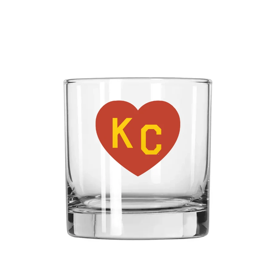Made In KC X Charlie Hustle KC Heart Rocks Glass: Red/Yellow 1 Made In KC X Charlie Hustle KC Heart Rocks Glass: Red/Yellow
