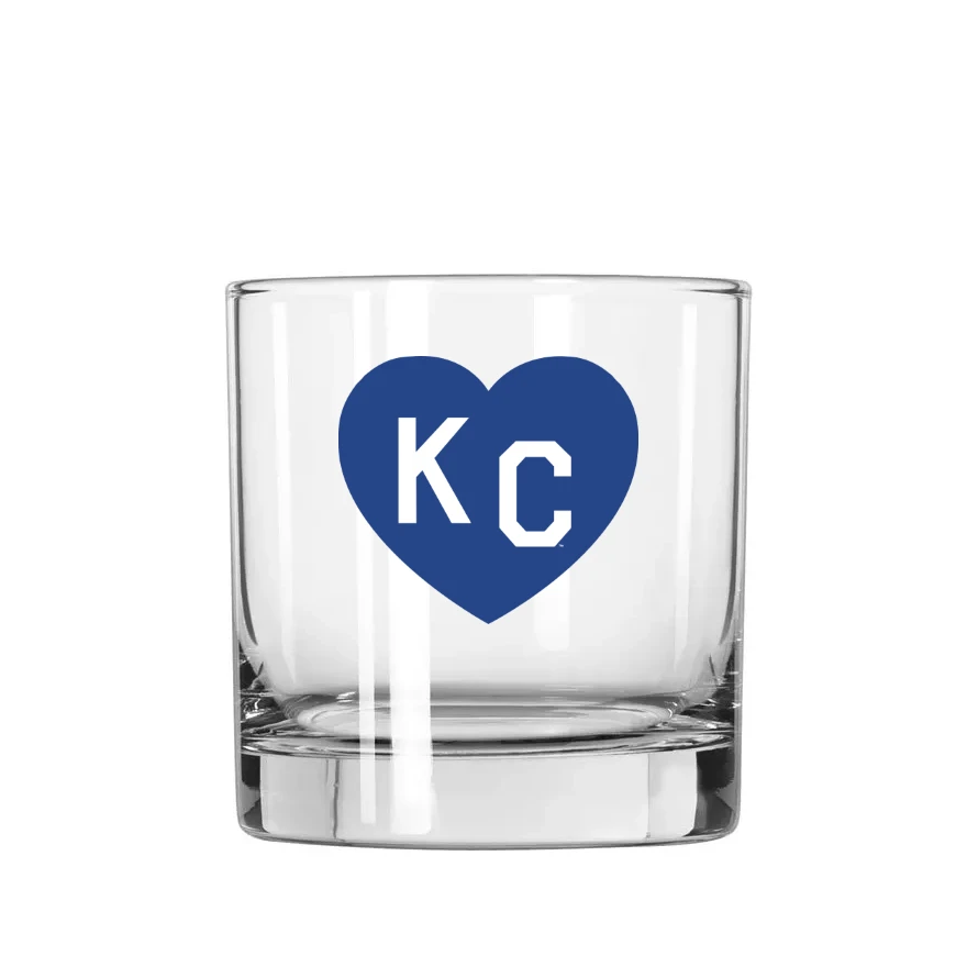 Made In KC X Charlie Hustle KC Heart Rocks Glass: Royal Blue 1 Made In KC X Charlie Hustle KC Heart Rocks Glass: Royal Blue