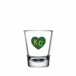 Made In KC X Charlie Hustle KC Heart Shot Glass: Green/Gold