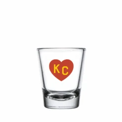 Made In KC X Charlie Hustle KC Heart Shot Glass: Red/Yellow