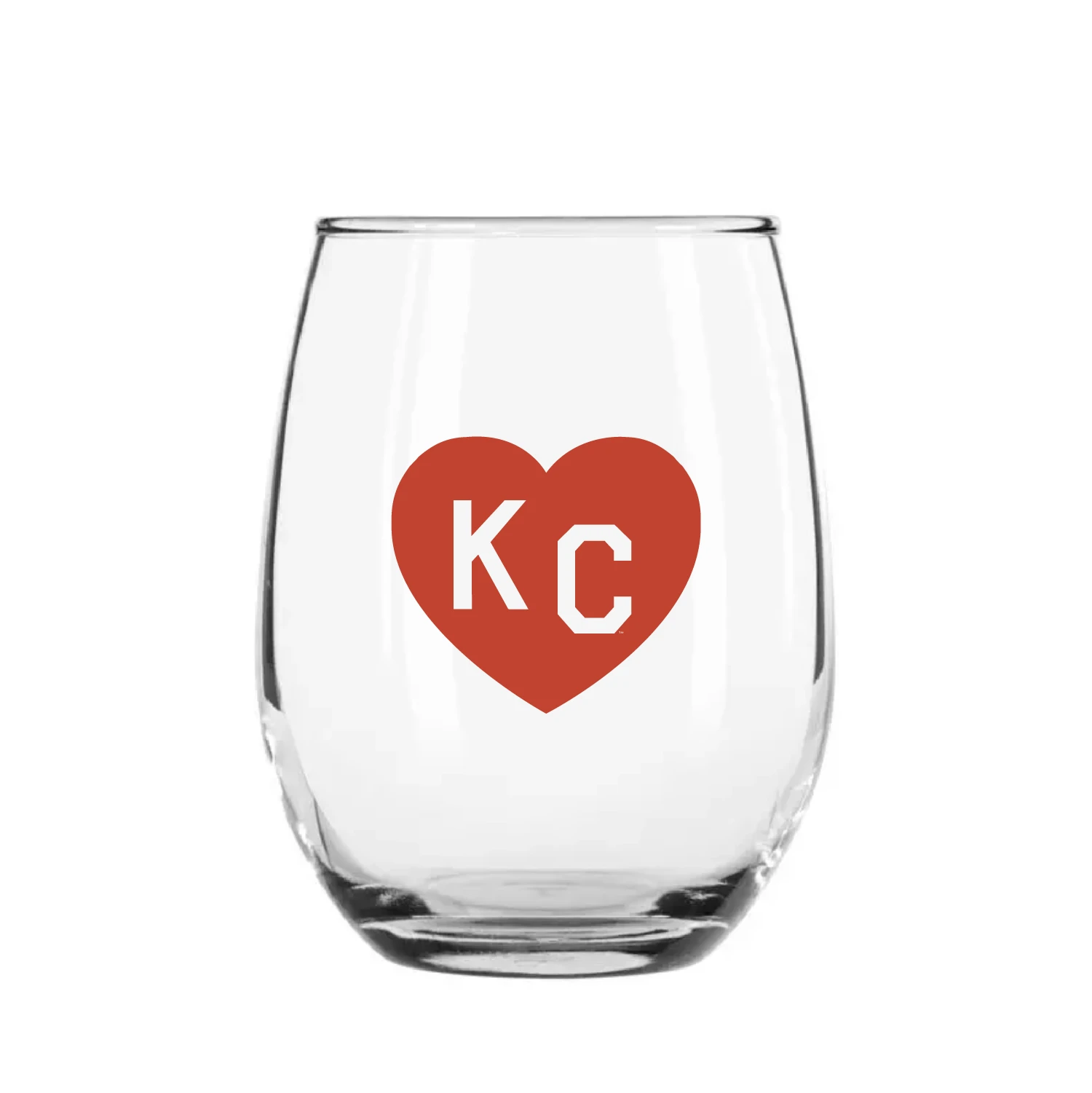 Made In KC X Charlie Hustle KC Heart Stemless Wine Glass: Red 1 Made In KC X Charlie Hustle KC Heart Stemless Wine Glass: Red