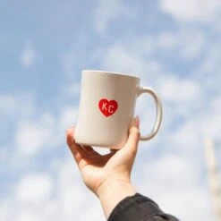 Made In KC X Charlie Hustle KC Heart Diner Mug - Red -Kansas City Store MIKC Charlie Hustle KC Heart White Diner Mug 17oz