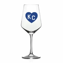 Made In KC X Charlie Hustle KC Heart Wine Glass: Royal Blue