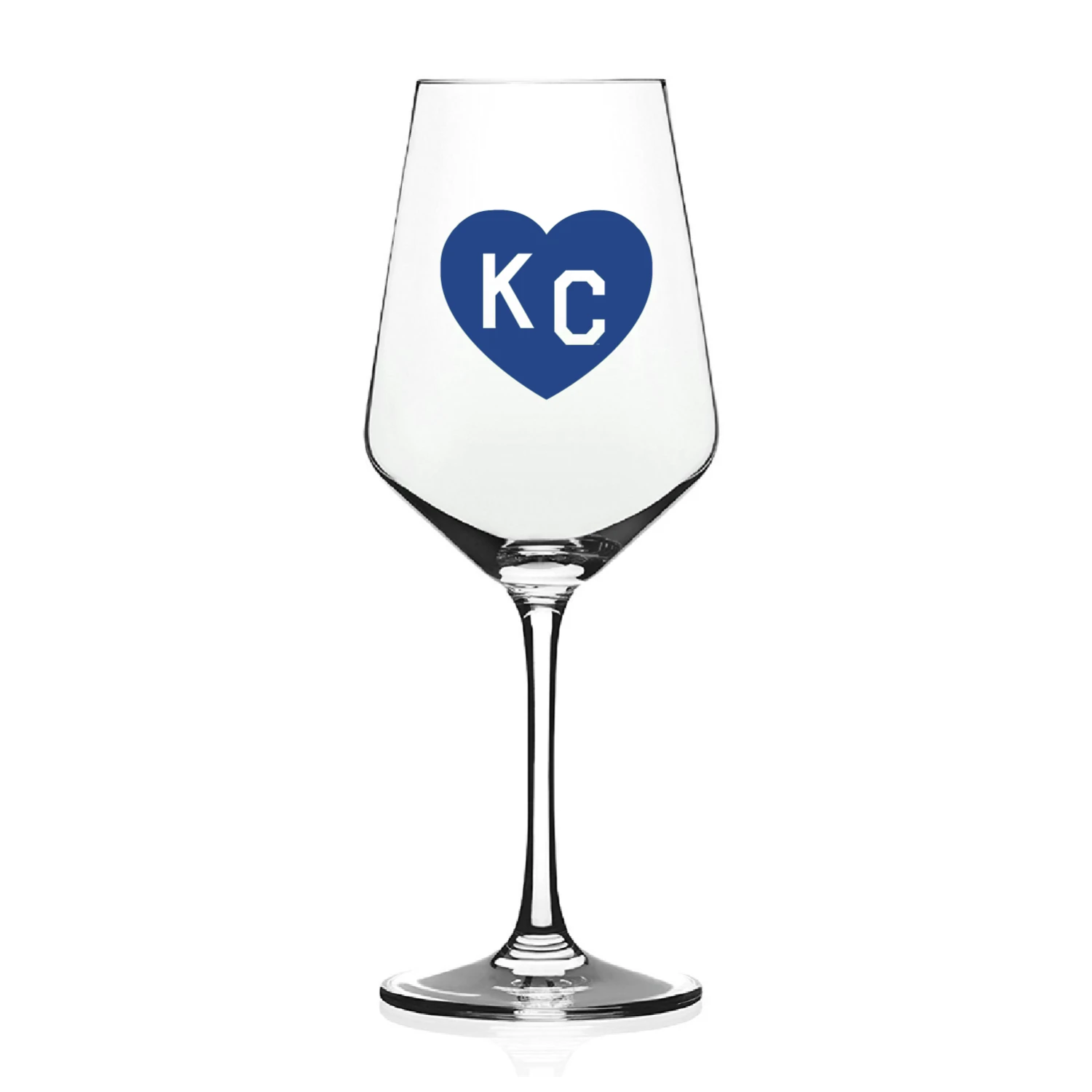 Made In KC X Charlie Hustle KC Heart Wine Glass: Royal Blue 1 Made In KC X Charlie Hustle KC Heart Wine Glass: Royal Blue
