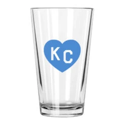 Made In KC X Charlie Hustle KC Heart Pint Glass: Light Blue