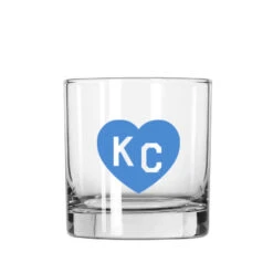 Made In KC X Charlie Hustle KC Heart Rocks Glass: Light Blue