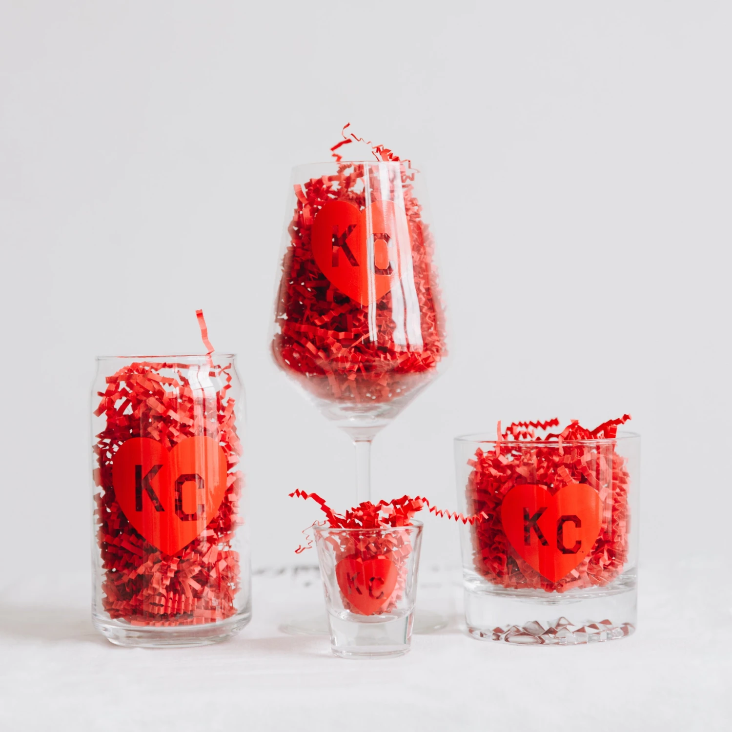 Made In KC X Charlie Hustle KC Heart Beer Can Glass: Red 2 Made In KC X Charlie Hustle KC Heart Beer Can Glass: Red - Image 2