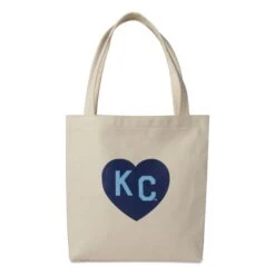 Sandlot Goods X Charlie Hustle KC Heart Natural Tote: Navy & Blue