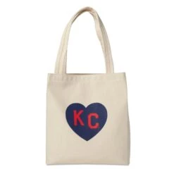 Sandlot Goods X Charlie Hustle KC Heart Natural Tote: Navy & Red