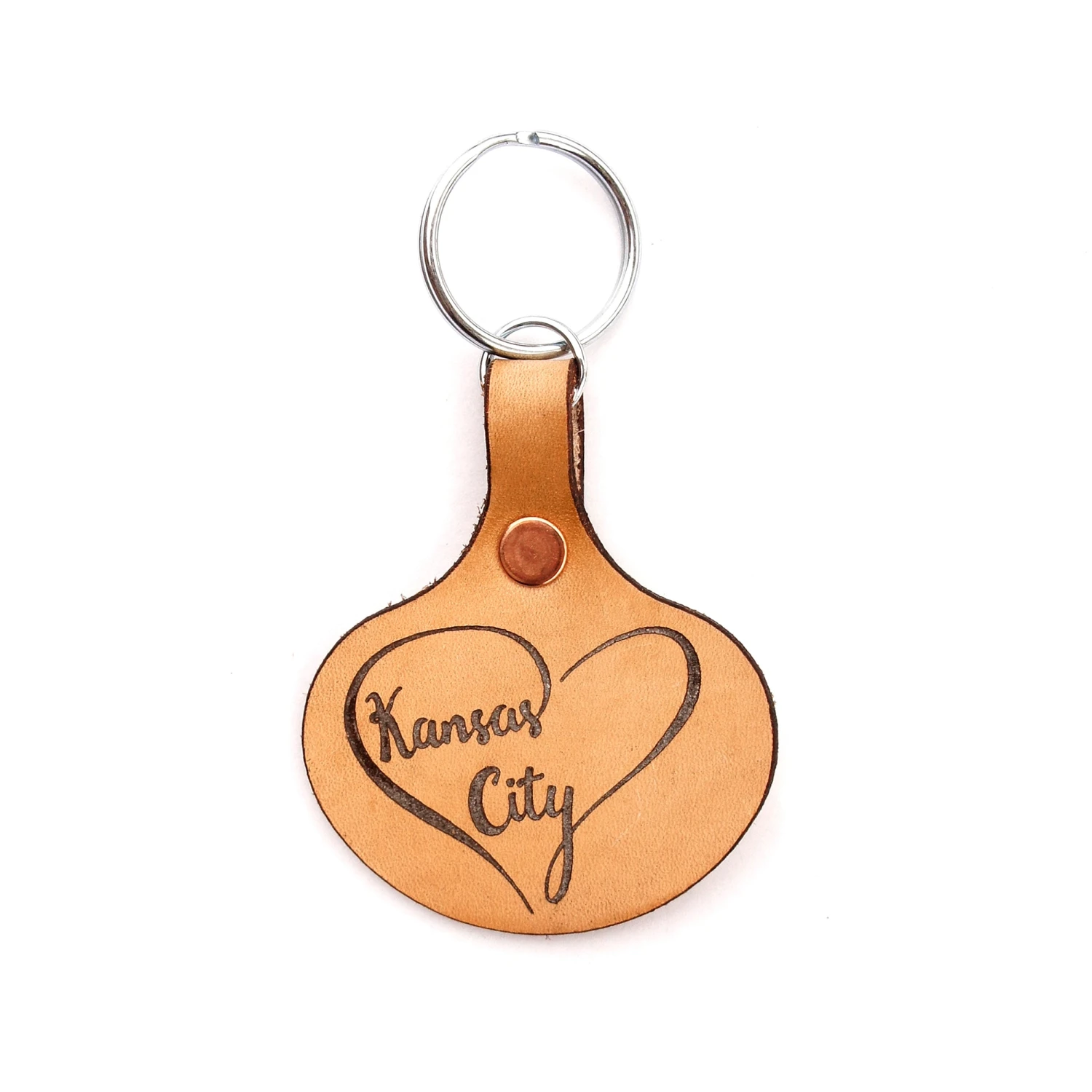 Say It On Wood Kansas City Heart Leather Keychain 1 Say It On Wood Kansas City Heart Leather Keychain